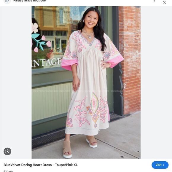 BLUE VELVET DARING HEART BOHO MAXI DRESS - Picture 2 of 12